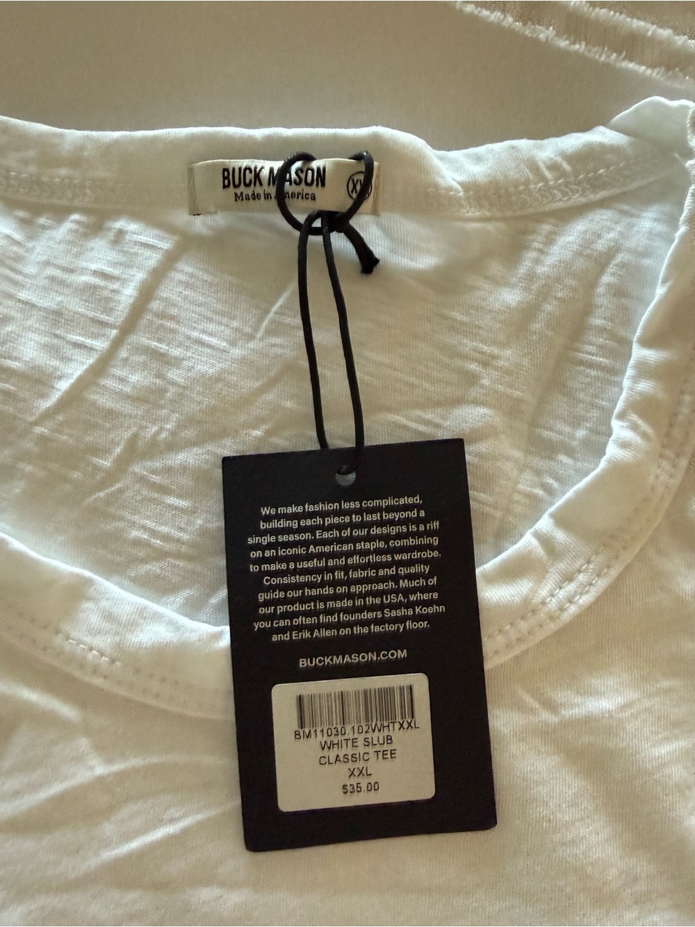 Buck Mason White Slub Classic Tee - Men’s